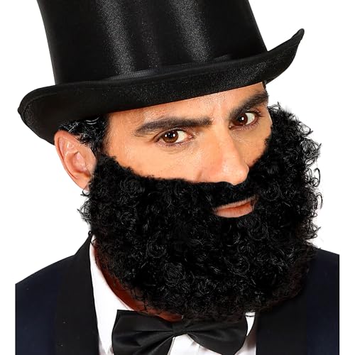 W WIDMANN MILANO Party Fashion, schwarze Bart und Schnurrbart, einzigartiger Stil, vielseitig für alle Kostüme, einfach anzubringen, bequem, anpassbar für einen originellen Look von WIDMANN