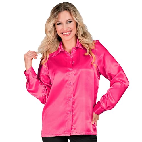 Widmann - Satin Bluse für Damen, 70er Jahre Disco Fever, Retro Style, Schlagermove, Party Shirt, Damenhemd von WIDMANN MILANO PARTY FASHION