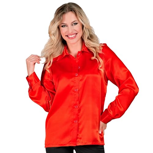 W WIDMANN MILANO Party Fashion - Satin Bluse für Damen, 70er Jahre Disco Fever, Retro Style, Schlagermove, Party Shirt, Damenhemd von W WIDMANN MILANO Party Fashion