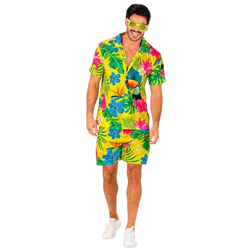 W WIDMANN MILANO Party Fashion - Hawaii Outfit, kurzarm Hemd und Shorts, Blumen, Aloha, Strand Party, Verkleidung von WIDMANN