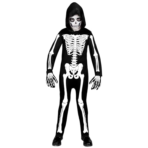 Widmann - Kinderkostüm Skelett, Overall mit Kapuze, weiß, leuchtet unter UV-Licht, Halloween Verkleidung von WIDMANN MILANO PARTY FASHION