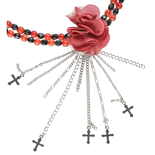 Widmann - Halskette mit gotischer Blume, Halsband, Modeschmuck, Gothic, Day of the Dead, Dia de los Muertos, Halloween von WIDMANN MILANO PARTY FASHION