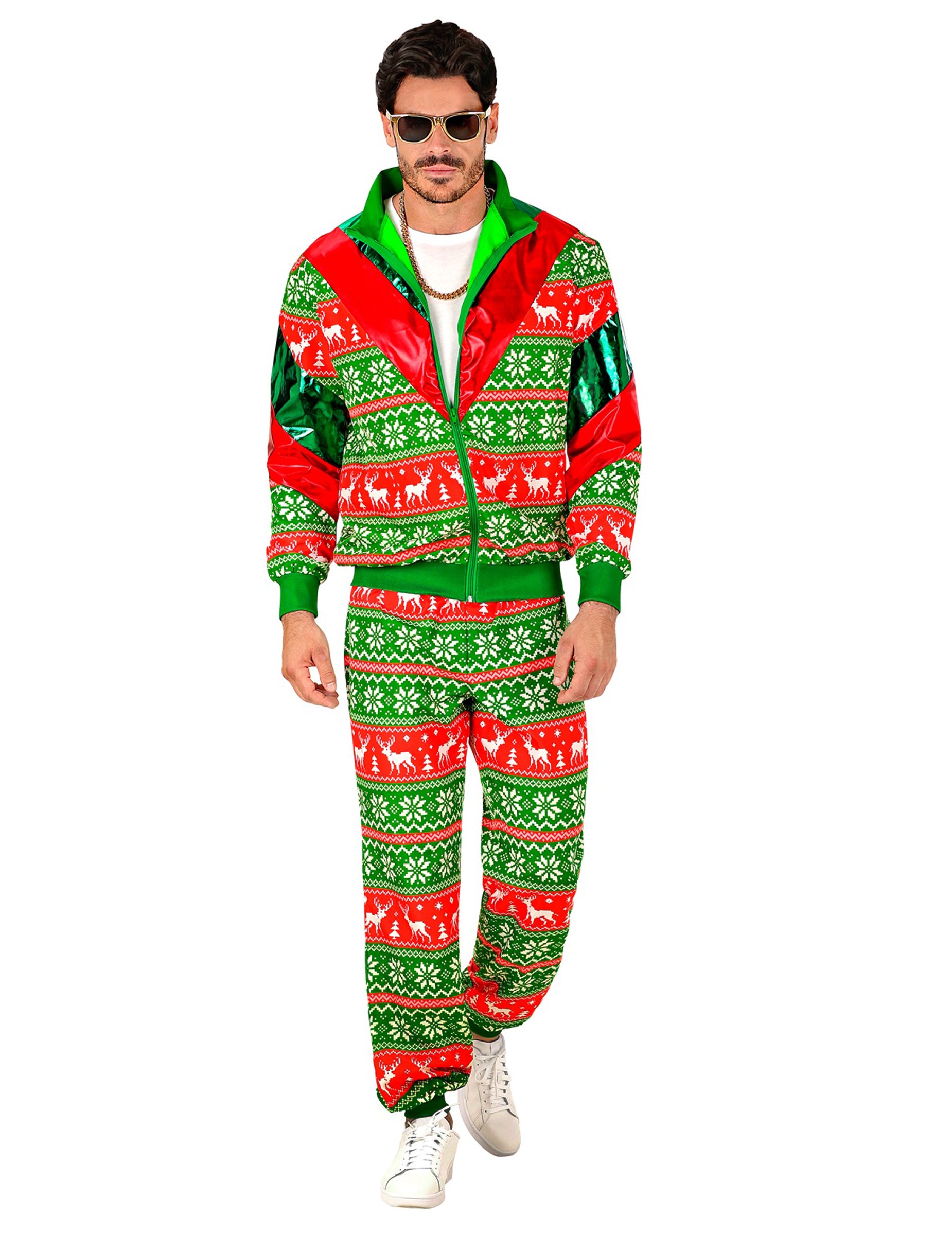 Weihnachts Trainingsanzug Erwachsene grün rot von WIDMANN