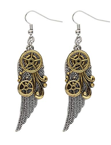 W WIDMANN MILANO Party Fashion 01784 - Ohrringe Steampunk mit Flügeln, Schmuck, Karneval, Mottoparty, Silber/Gold von WIDMANN MILANO PARTY FASHION