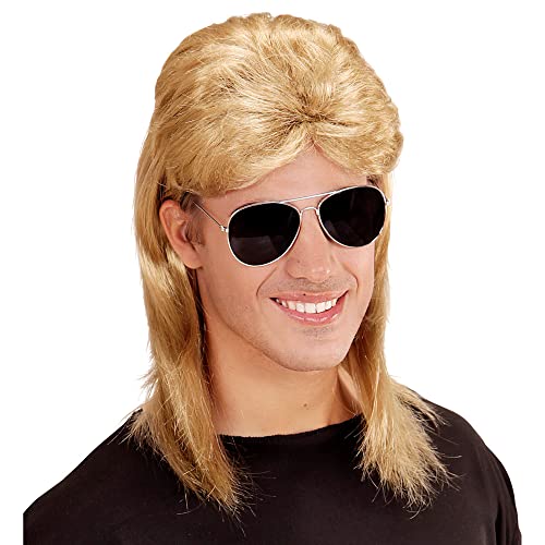 Widmann SA-01854 1854 - Perücke Mullet, mit Brille, Vokuhila, blond, 80er Jahre, Kleidungszubehör, Kunsthaar, Frisur, Retro Style, Bad Taste Party, Karneval, Motto Party von WIDMANN MILANO PARTY FASHION