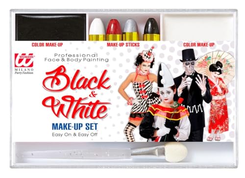 W WIDMANN MILANO Party Fashion 02409 - Make-Up Set Schwarz und Weiß, 4 Stifte, schwarzes und weißes Make-Up in Schale, Pinsel, Karneval, Mottoparty, Halloween W WIDMANN MILANO Party Fashion 02409 - Make-Up Set Schwarz und Weiß, 4 Stifte, schwarzes und weißes Make-Up in Schale, Pinsel, Karneval, Mottoparty, Halloween von W WIDMANN MILANO Party Fashion