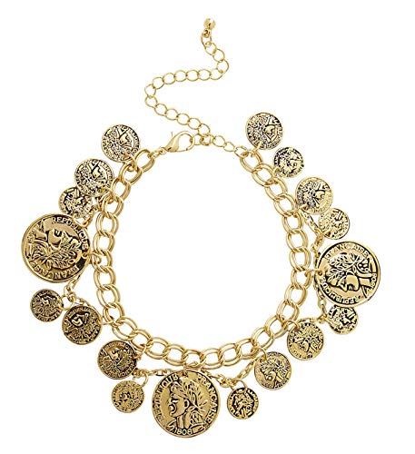 Widmann 03578 - Goldenes Armband mit Münzen, Antik, Modeschmuck, Accessoire, Karneval, Mottoparty von WIDMANN