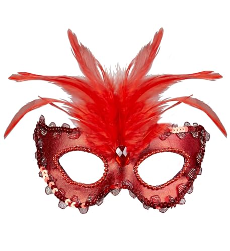 Widmann 04691 - Venezianische Augenmaske mit Rose, Perlen und Federn, Karneval, Mottoparty von WIDMANN