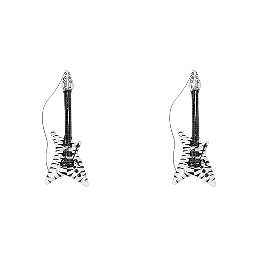 Widmann 04814 - Aufblasbare Gitarre, Rockstar mit Zebramuster, Länge Circa 92 cm, Musiker, Sänger, Karneval, Mottoparty (Packung mit 2) von WIDMANN