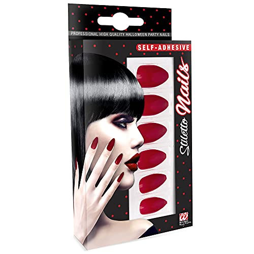 W WIDMANN MILANO Party Fashion 05343 - Fingernägel Set Stiletto, 12 Stück, Bordeauxrot, selbstklebend, Accessoire, Karneval, Mottoparty, Halloween von W WIDMANN MILANO Party Fashion