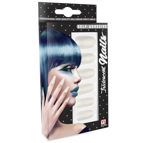 Widmann 05350 - Fingernägel Set, Perlmutt Weiß, 12 Stück, selbstklebend, Accessoire, Karneval, Mottoparty, Halloween von WIDMANN MILANO PARTY FASHION