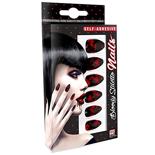 W WIDMANN MILANO Party Fashion 05364 - Set von 12 selbstklebende Fingernägel, Accessoire, Halloween, Karneval, Mottoparty von W WIDMANN MILANO Party Fashion