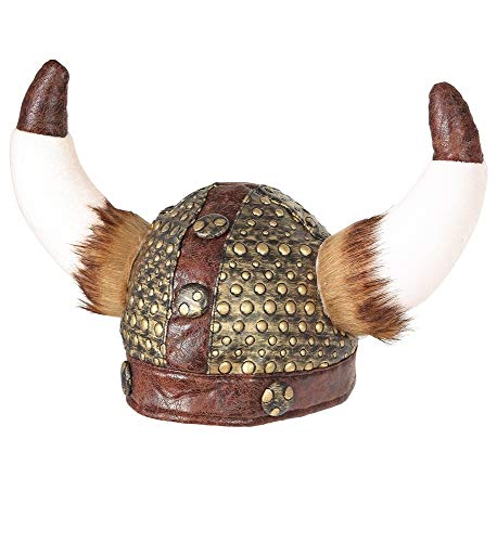 Widmann 09169 - Vikingerhelm mit Hörnern und Fell, Nordmann, Räuber, Hut, Kopfschmuck, Accessoire, Mottoparty, Karneval von WIDMANN