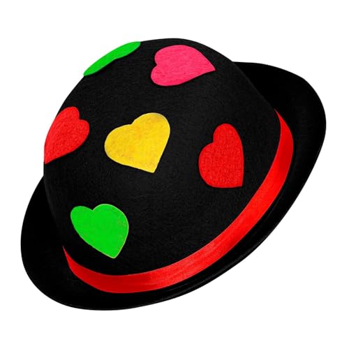 Widmann 16711 - Clown-Hut, Melone aus Filz, mit Herzen, Hut, Mütze, Kostüm, Karneval, Mottoparty von WIDMANN