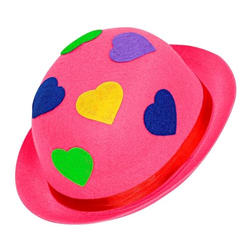 Widmann 16712 - Clown-Hut, Melone aus Filz, mit Herzen, Hut, Mütze, Kostüm, Karneval, Mottoparty von WIDMANN