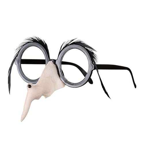W WIDMANN MILANO Party Fashion 1943W - Brille mit Hexennase und Augenbrauen aus schwarzen Federn, Halloween, Karneval, Mottoparty von W WIDMANN MILANO Party Fashion