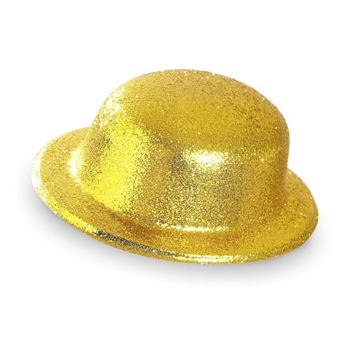 Widmann 28041 - Melone, aus Plastik, Gold, mit Glitter, Kopfbedeckung, Hut, Plastikhut, Kostümzubehör, Karneval von WIDMANN