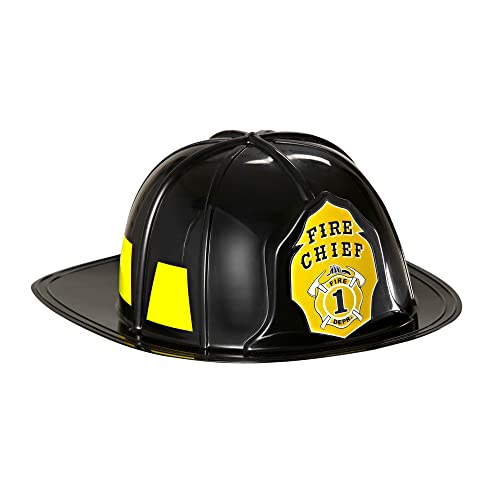 Widmann 2817F - Feuerwehrhelm, Schwarz, aus Hartplastik, Fire Chief, Hut, Kopfschmuck, Accessoire, Mottoparty, Karneval von WIDMANN