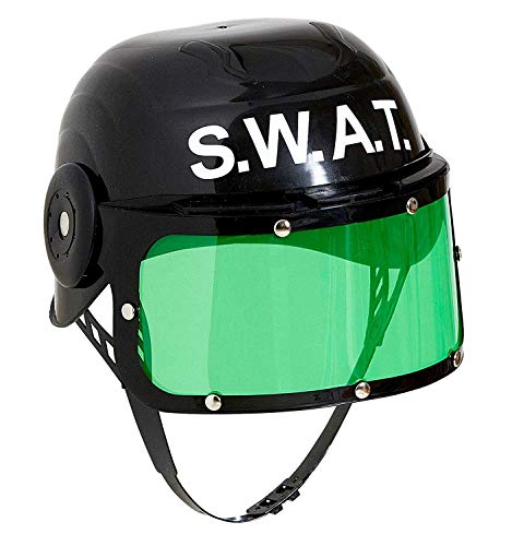 Widmann 28225 - Kinderhelm S.W.A.T, mit Visier, schwarz, Kopfbedeckung, Zubehör, Erwachsenenkostümaccessoire, Polizei, Karneval, Mottoparty von WIDMANN