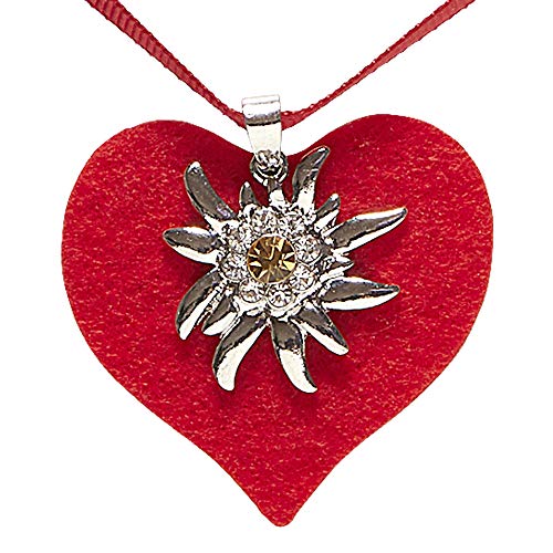 Widmann 46730 - Bandkette mit rotem Herz und Strass Edelweiß, Schmuck, Halsband, Bierfest, Volksfest, Karneval, Mottoparty Widmann 46730 - Bandkette mit rotem Herz und Strass Edelweiß, Schmuck, Halsband, Bierfest, Volksfest, Karneval, Mottoparty von W WIDMANN MILANO Party Fashion