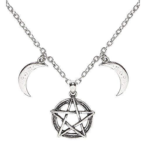 Widmann 46755 - Halskette Esoterisch, mit zwei Monden und einem Stern, Schmuck, Halsband, Karneval, Mottoparty von WIDMANN