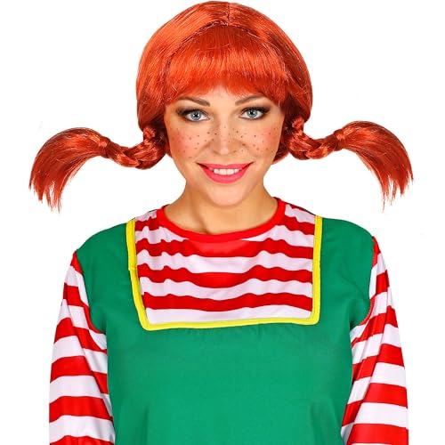W WIDMANN MILANO Party Fashion 46916 - Perücke Lustiges Mädchen mit 2 geflochtenen Zöpfen, rot, Kunsthaar, Wig von W WIDMANN MILANO Party Fashion