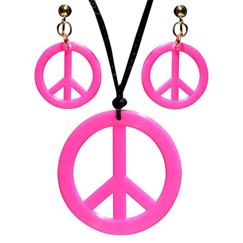 W WIDMANN MILANO Party Fashion 53281 - Schmuckset Hippie, Halskette und Ohrringe, Pink, Flower Power, Peace, Blumenmädchen, Mottoparty, Karneval von W WIDMANN MILANO Party Fashion