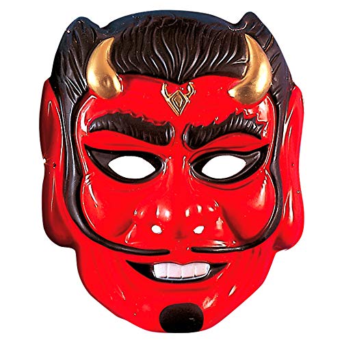 Widmann 54485 - Teufel-Maske aus Plastik, 1 Stück, Einheitsgröße für Erwachsene, mehrfarbiges Accessoire für Karneval und Halloween, Zubehör, Gesichtsmaske für Horror- und Gruselkostüme von WIDMANN