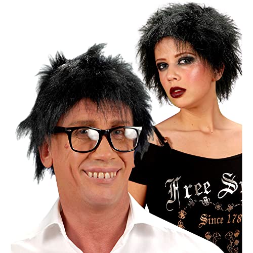 W WIDMANN MILANO Party Fashion 6372B - Perücke Nerd, schwarz, Kunsthaar, Kurzhaarperücke, Punker von WIDMANN