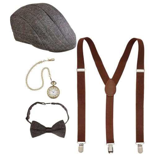 Widmann 68559 - Kostüm-Set Die Wilden 20er, 4-teilig, Schiebermütze, Hosenträger, Fliege und Taschenuhr, Charleston, Gangster, Mafia-Boss, Accessoires, Karneval, Verkleidung, Mottoparty Widmann 68559 - Kostüm-Set Die Wilden 20er, 4-teilig, Schiebermütze, Hosenträger, Fliege und Taschenuhr, Charleston, Gangster, Mafia-Boss, Accessoires, Karneval, Verkleidung, Mottoparty von WIDMANN MILANO PARTY FASHION