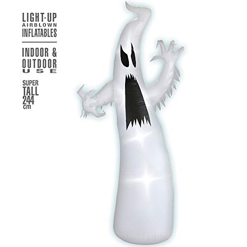 Widmann 75041 - Aufblasbarer leuchtender Geist mit integriertem Gebläse, 244 cm, Dekoration, Halloween von WIDMANN MILANO PARTY FASHION