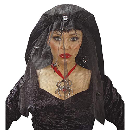 Widmann 8452Y - Schleier mit Spinnen, Schwarz, Schwarze Witwe, Hut, Kopfschmuck, Accessoire, Mottoparty, Karneval Widmann 8452Y - Schleier mit Spinnen, Schwarz, Schwarze Witwe, Hut, Kopfschmuck, Accessoire, Mottoparty, Karneval von W WIDMANN MILANO Party Fashion