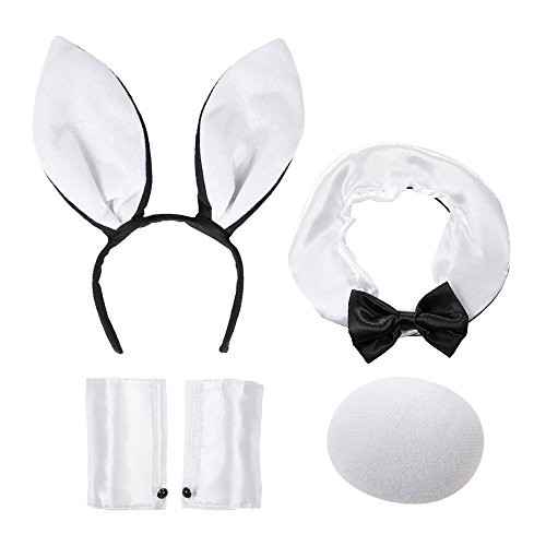 Widmann AC1580/NOIR 8564B – 5-teiliges Hasen Set, Haarreifen mit Ohren, Kragen mit Fliege, 2 Manschetten, Schwanz, Bunny Set, Verkleidungsset, Häschen Set, Karneval, Motto Party, Junggesellinnenabschied von WIDMANN MILANO PARTY FASHION