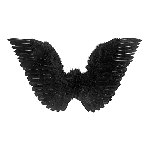 Widmann 8671N - Federflügel, schwarz, Größe circa 86 x 31 cm, Engel, Teufel, Mottoparty, Karneval, Halloween von WIDMANN