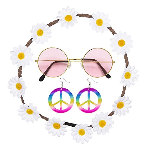 Widmann 95718 - Hippie Set, Blumenhaarband, Ohrringe und Brille von WIDMANN MILANO PARTY FASHION