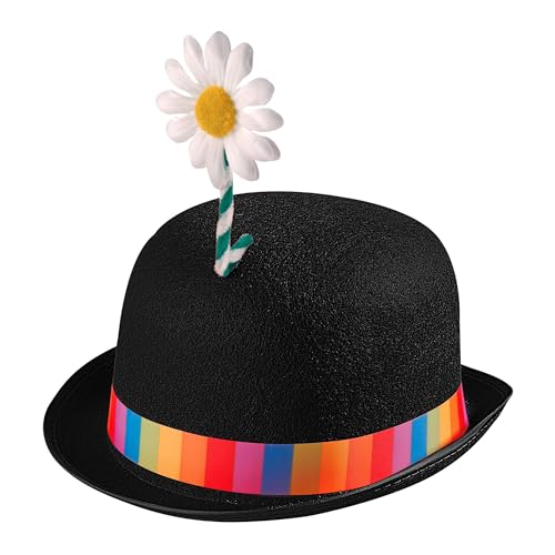 Widmann - Clown-Hut, mit Blume, Melone aus Filz, Hut, Mütze, Kostüm, Karneval, Mottoparty von WIDMANN