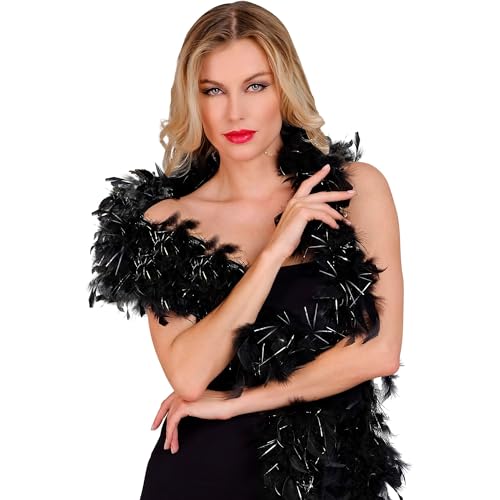 W WIDMANN MILANO Party Fashion - Federboa mit Lametta, Länge circa 180 cm, Federschal, Accessoire, Mottoparty von W WIDMANN MILANO Party Fashion