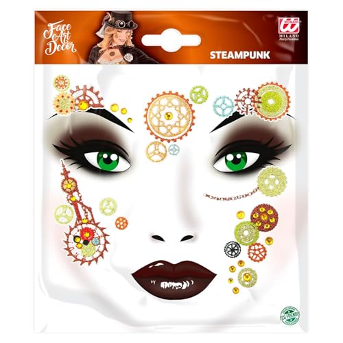 Widmann - Gesicht-Sticker Glitter, Aufkleber für Gesicht und Körper, Glitzer-Sticker, Gesichts Tattoo, Aufkleber, Make-Up, Schminke, Karneval, Halloween, Mottoparty von WIDMANN