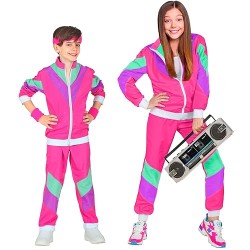 W WIDMANN MILANO Party Fashion - Kinderkostüm Trainingsanzug, 80er Jahre Outfit, Jogginganzug, Faschingskostüme von WIDMANN