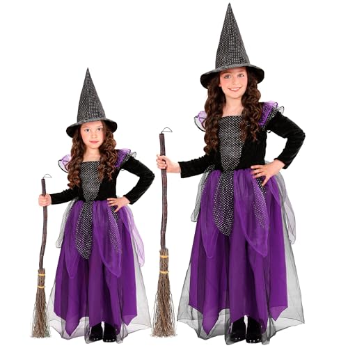 Widmann - Kinderkostüm Hexe, bodenlanges Kleid und Hexenhut, Magierin, Zauberer, Märchen Kostüm von WIDMANN MILANO PARTY FASHION