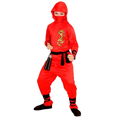 "RED DRAGON NINJA" (hooded coat, pants, belt, face mask, arm & leg ties) - (140 cm / 8-10 Years) von WIDMANN MILANO PARTY FASHION