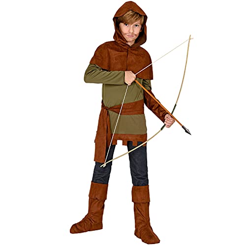 "ROBIN OF SHERWOOD" (coat, arm guard, hooded capelet, belt, boot covers) - (128 cm / 5-7 Years) von WIDMANN