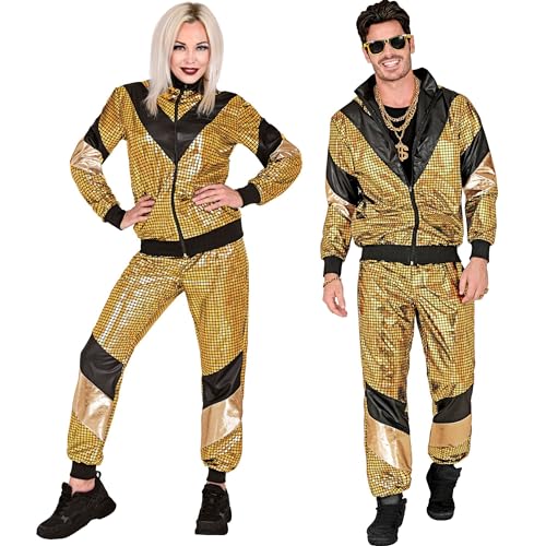 WIDMANN MILANO PARTY FASHION - Kostüm Trainingsanzug, gold, reflektierend, 80er Jahre Outfit, Jogginganzug, Bad Taste Outfit von WIDMANN MILANO PARTY FASHION