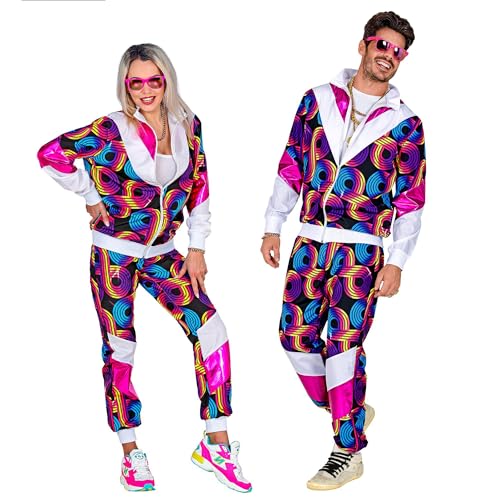 Widmann - Kostüm 80er-Jahre Trainingsanzug Disco, leuchtet unter UV-Licht, Jacke und Hose, Jogginganzug, Retro-Style, Bad Taste Party, Karneval von WIDMANN MILANO PARTY FASHION