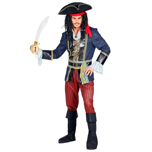 "PIRATE CAPTAIN" (coat with vest & shirt, pants, belt with buckle & sash, boot covers, hat with bandana) - (S) von WIDMANN