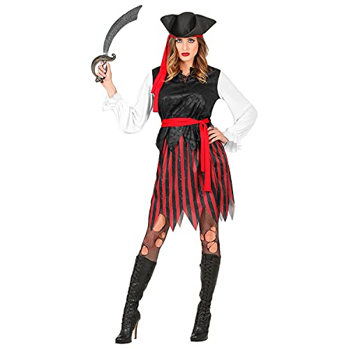 Widmann - Kostüm Piratin der Karibik, Bluse mit Weste, Rock, Gürtel, Stirnband, Hut, Seeräuberin, Mottoparty, Karneval, Fasching von WIDMANN