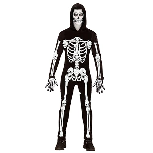 WIDMANN MILANO PARTY FASHION - Kostüm Skelett, Overall mit Kapuze, weiß, leuchtet unter UV-Licht, Halloween Verkleidung von WIDMANN MILANO PARTY FASHION