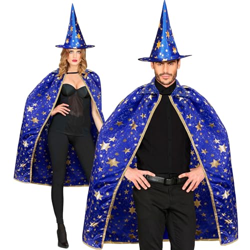 WIDMANN MILANO PARTY FASHION - Kostüm Zauberer für Erwachsene, Umhang (85 cm) mit Hut, Magier, Hexe von WIDMANN MILANO PARTY FASHION