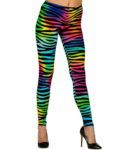 Widmann - Leggins 80er Jahre, Neon Tigerprint, 80s, Disco Fieber, Bad Taste, Streifenmuster, Mottoparty, Karneval von WIDMANN