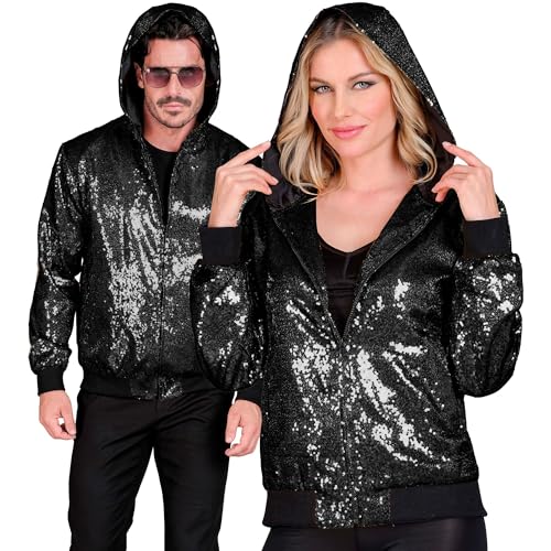 WIDMANN MILANO PARTY FASHION - Party Fashion Bomberjacke mit Kapuze, Pailletten Jacke, Party Outfit, Disco von WIDMANN MILANO PARTY FASHION